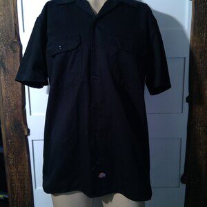 Dickies Men's Blue Button-Up Work Shirt (Size M)